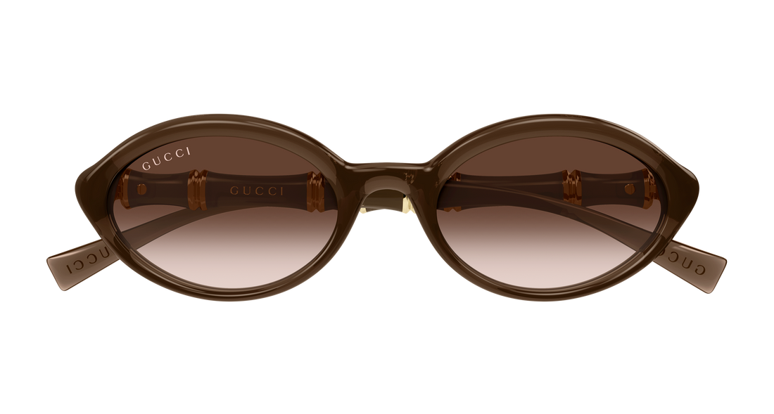 Óculos de sol gucci gg2059s 003 marron round/oval/panthos femenino tamanho 51mm - Vista de detalhe