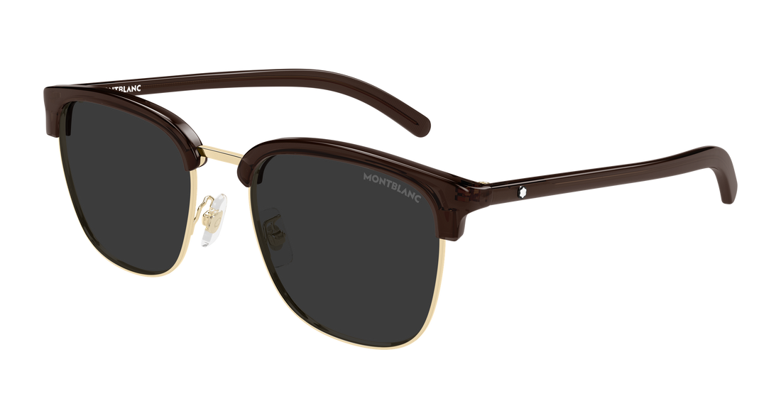 Óculos de sol montblanc mb0488sa 002 dorado rectangular / squared masculino tamanho 55mm - Vista principal