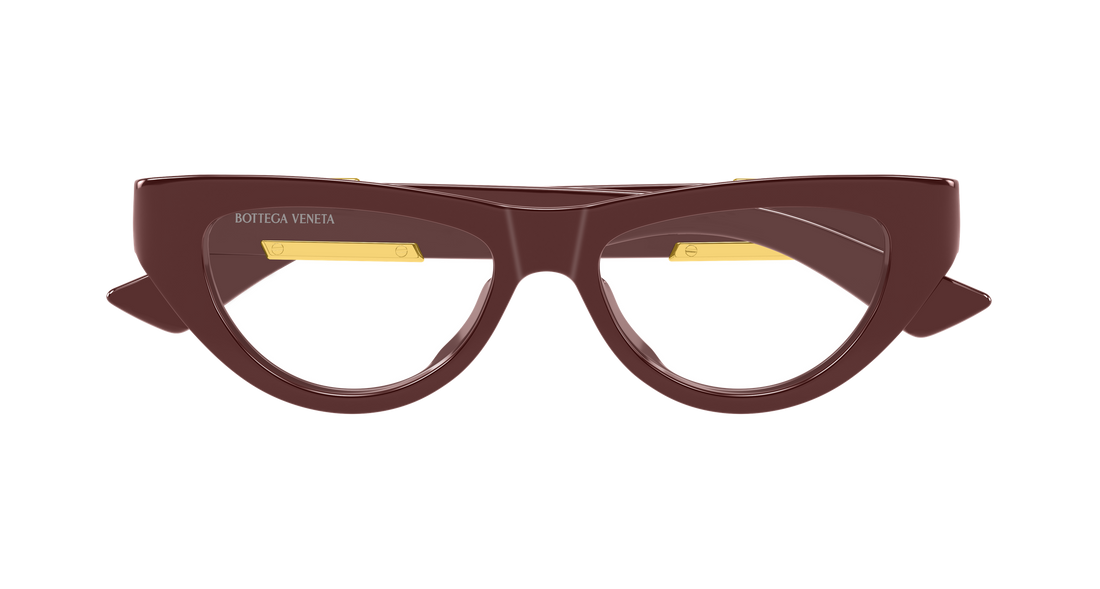 Óculos graduados bottega veneta bv1454o 004 burdeos cat eye femenino tamanho 51mm - Vista de detalhe