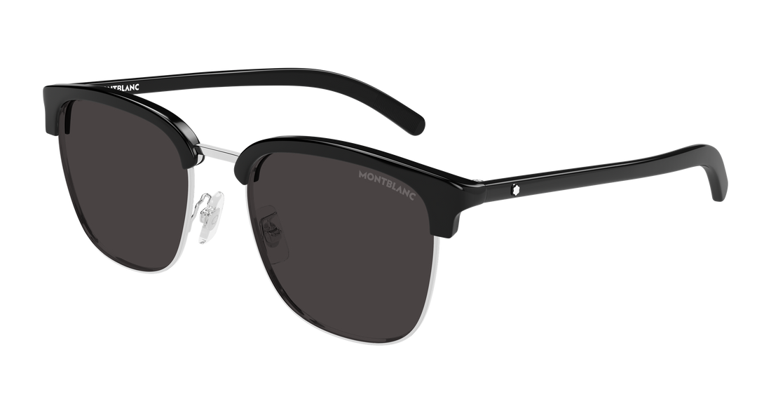 Óculos de sol montblanc mb0488sa 001 plateado rectangular / squared masculino tamanho 55mm - Vista principal