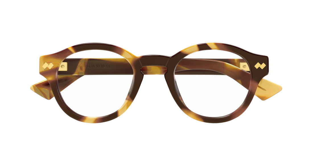 Óculos graduados bottega veneta bv1444oa 002 havana round/oval/panthos unisex tamanho 49mm - Vista de detalhe