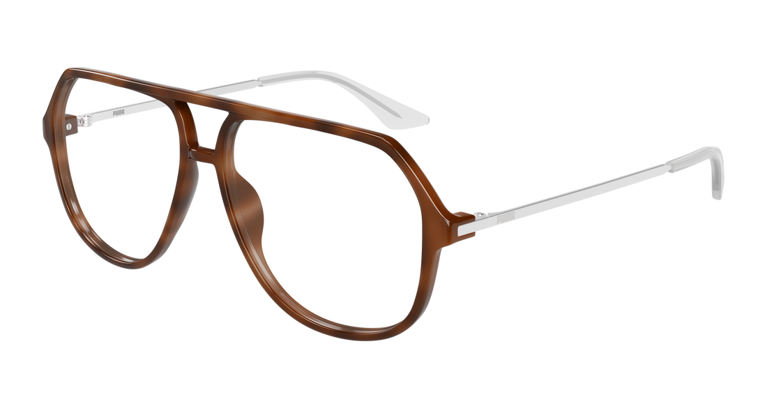 Óculos graduados puma pu0460o 003 havana pilot/navigator masculino tamanho 58mm - Vista principal