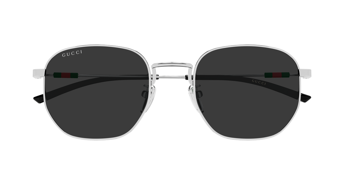 Óculos de sol gucci gg2095s 001 plateado round/oval/panthos masculino tamanho 52mm - Vista de detalhe