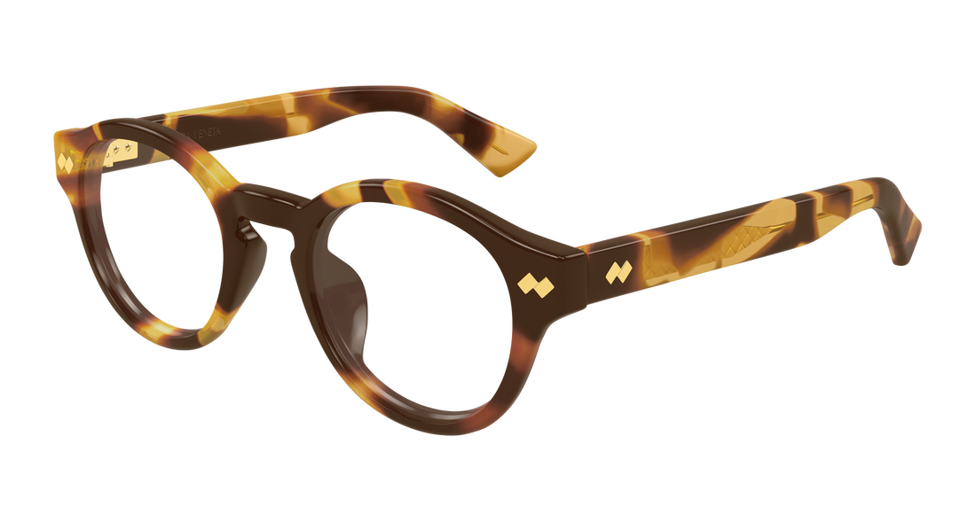 Óculos graduados bottega veneta bv1444oa 002 havana round/oval/panthos unisex tamanho 49mm - Vista principal