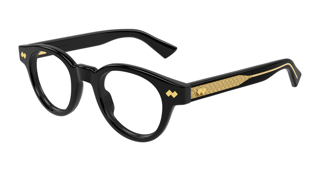 Óculos graduados bottega veneta bv1443o 001 negro round/oval/panthos unisex tamanho 45mm - Vista principal