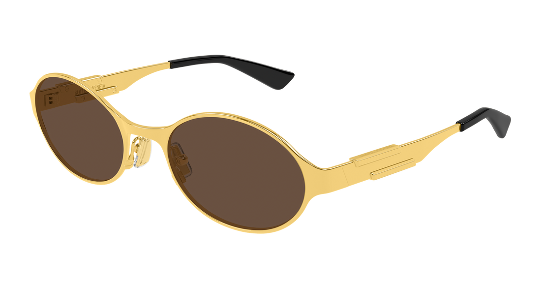 Óculos de sol bottega veneta bv1456s 001 dorado round/oval/panthos unisex tamanho 55mm - Vista principal