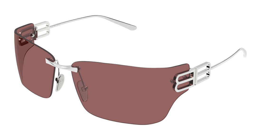 Óculos de sol balenciaga bb0485sa 004 plateado rectangular / squared unisex tamanho 76mm - Vista principal