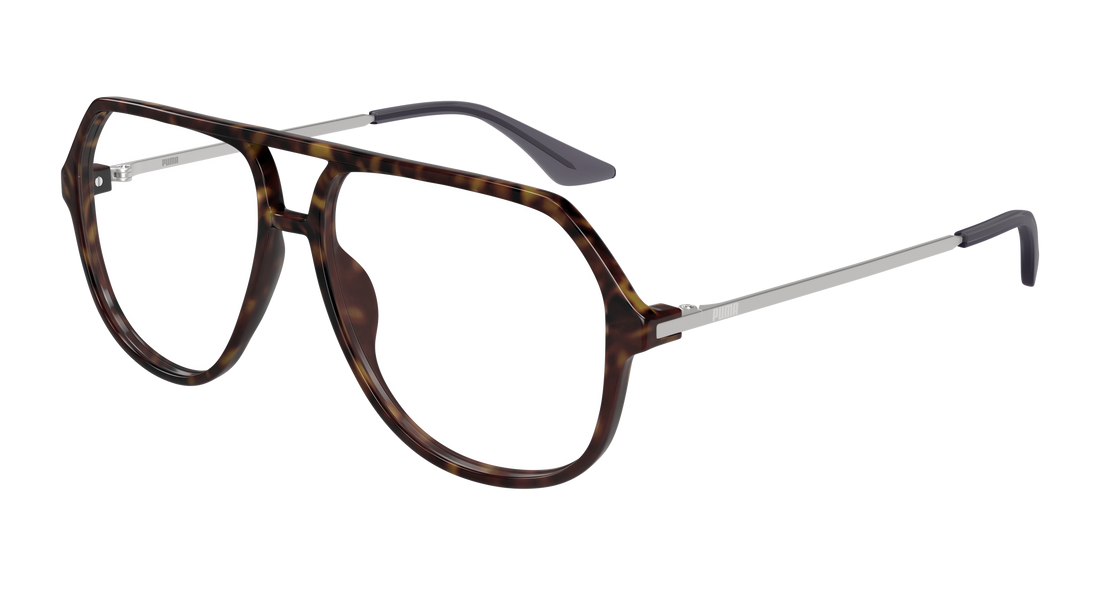 Óculos graduados puma pu0460o 002 havana pilot/navigator masculino tamanho 58mm - Vista principal