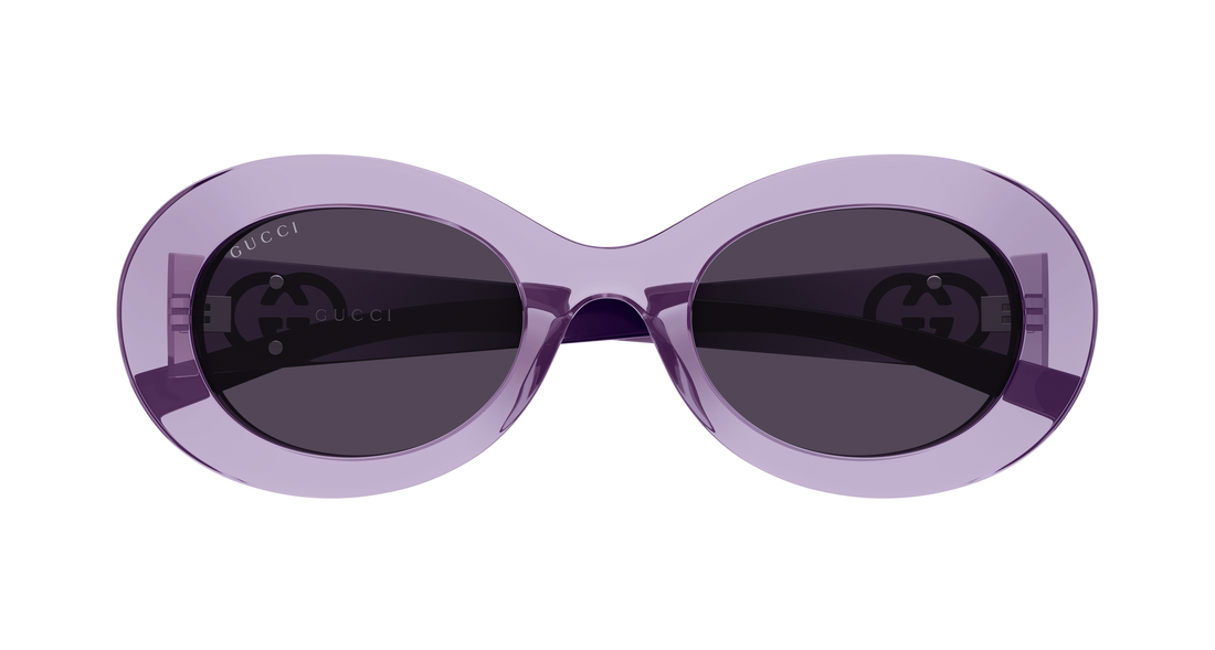 Óculos de sol gucci gg2026s 003 violeta round/oval/panthos femenino tamanho 51mm - Vista de detalhe