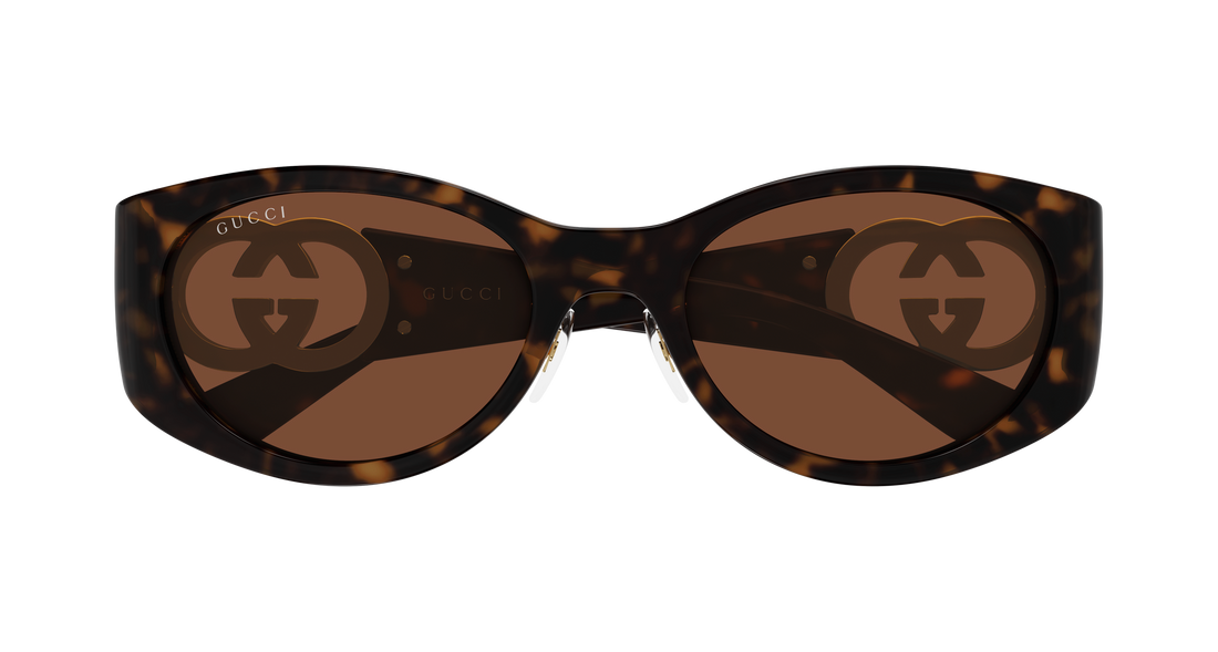 Óculos de sol gucci gg2123sa 003 havana round/oval/panthos femenino tamanho 55mm - Vista de detalhe