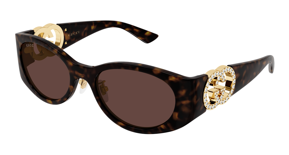 Óculos de sol gucci gg2123sa 004 havana round/oval/panthos femenino tamanho 55mm - Vista principal