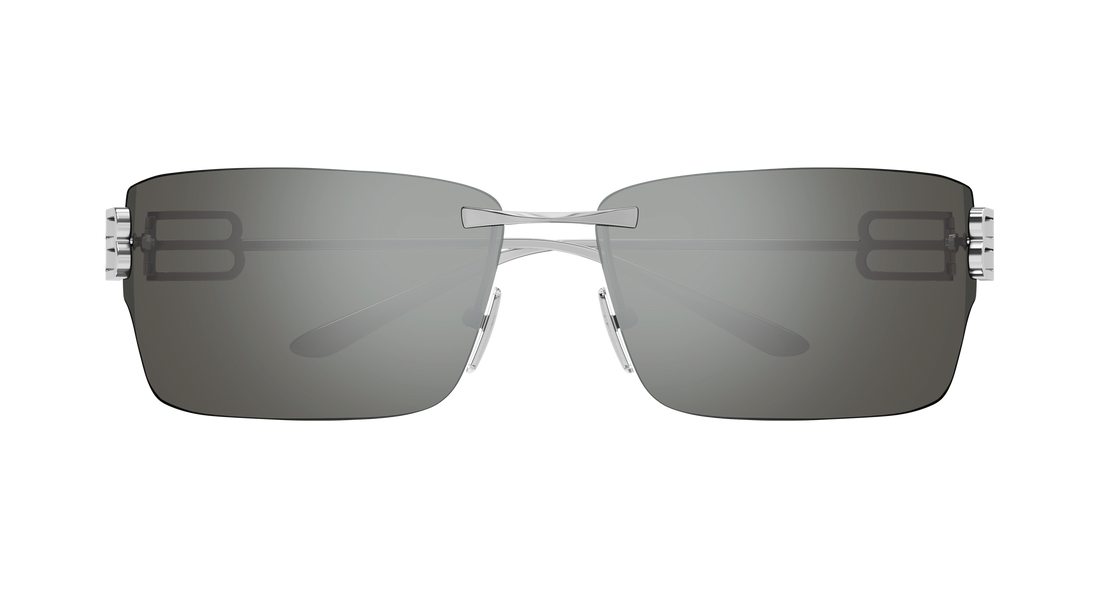 Óculos de sol balenciaga bb0485sa 003 plateado rectangular / squared unisex tamanho 76mm - Vista de detalhe