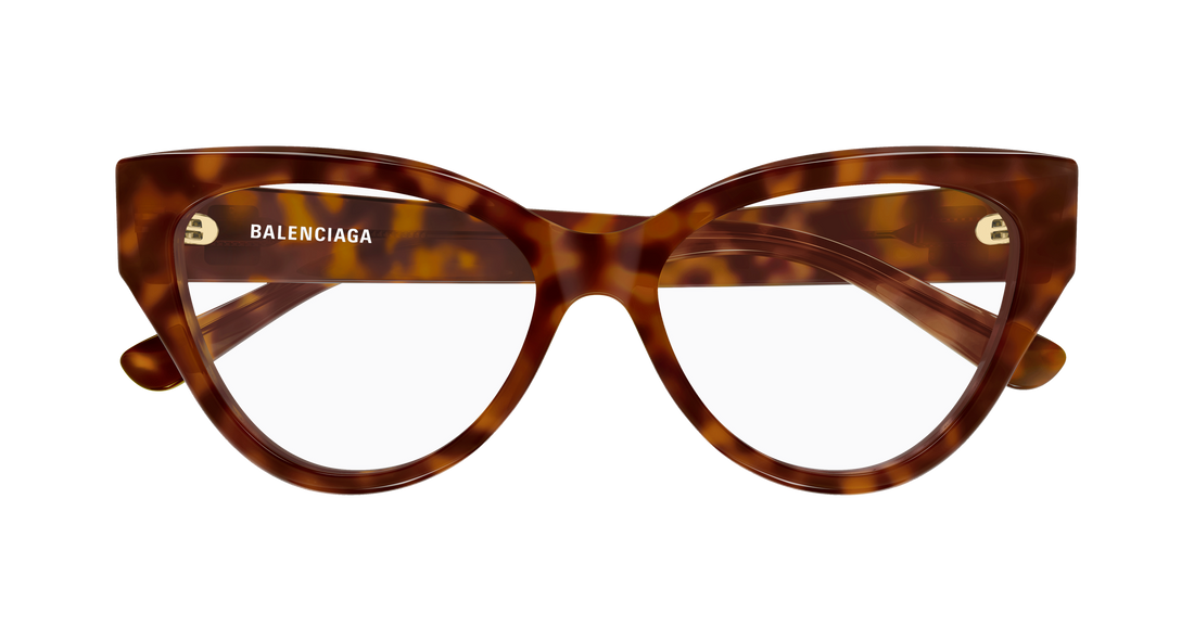 Óculos graduados balenciaga bb0482o 002 havana cat eye femenino tamanho 56mm - Vista de detalhe