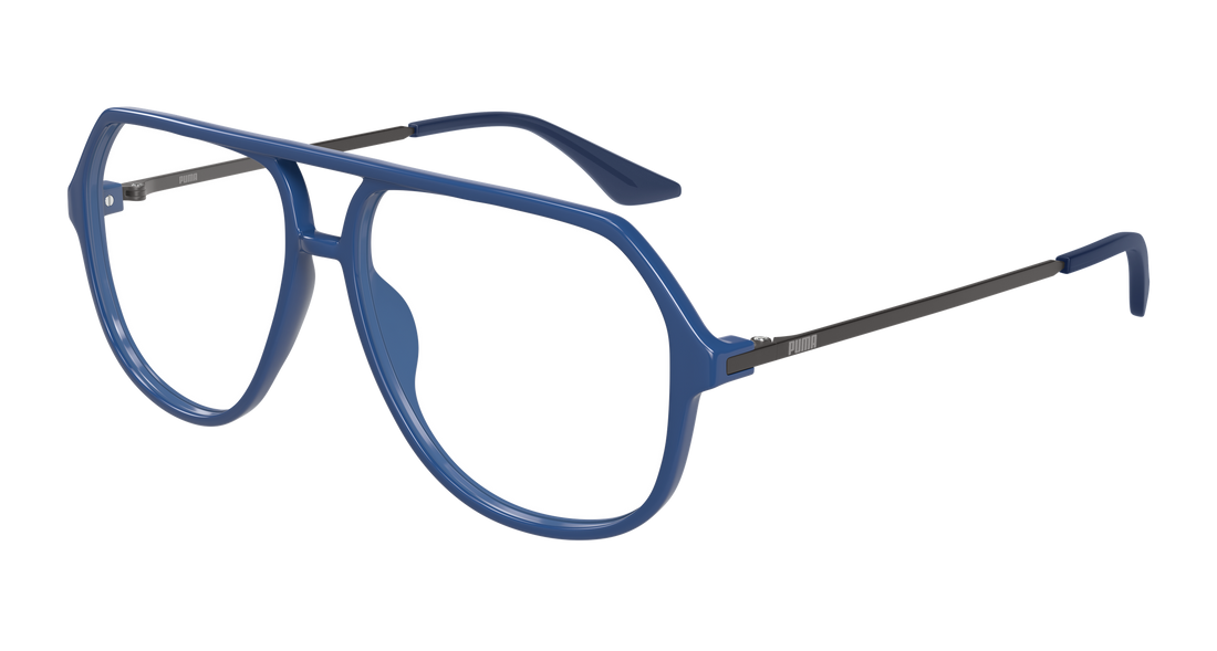 Óculos graduados puma pu0460o 004 azul pilot/navigator masculino tamanho 58mm - Vista principal
