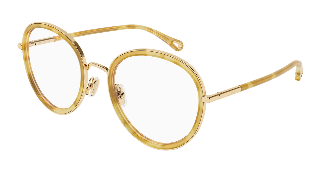 Prescription glasses chloé ch0374o 003 dorado round/oval/panthos femenino size 53mm - Main view