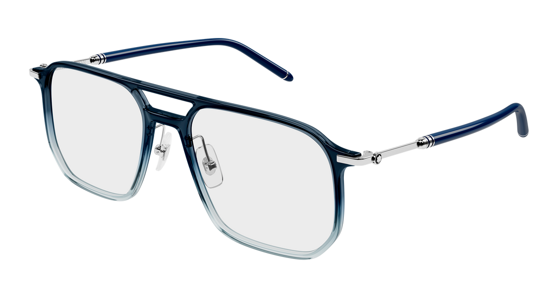 Lunettes de vue montblanc mb0522o 005 azul pilot/navigator masculino taille 56mm - Vue principale