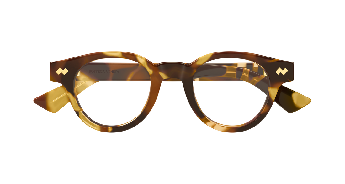 Óculos graduados bottega veneta bv1443o 002 havana round/oval/panthos unisex tamanho 45mm - Vista de detalhe