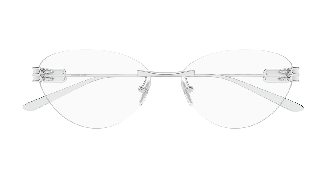 Óculos graduados balenciaga bb0489o 001 plateado cat eye femenino tamanho 61mm - Vista de detalhe