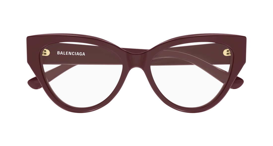 Óculos graduados balenciaga bb0482o 003 burdeos cat eye femenino tamanho 56mm - Vista de detalhe
