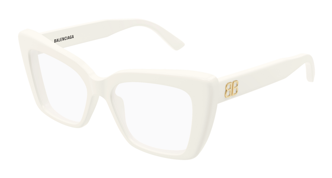 Glasögon balenciaga bb0297o 008 blanco butterfly femenino storlek 52mm - Huvudvy