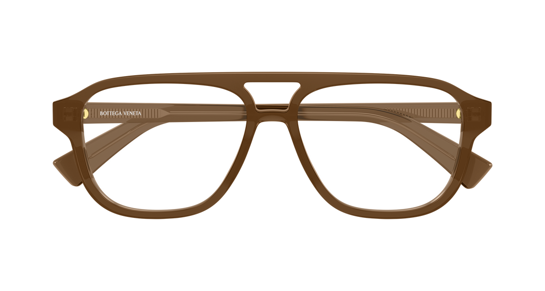 Óculos graduados bottega veneta bv1294o 005 marron pilot/navigator masculino tamanho 56mm - Vista de detalhe