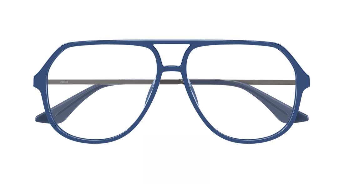 Óculos graduados puma pu0460o 004 azul pilot/navigator masculino tamanho 58mm - Vista de detalhe