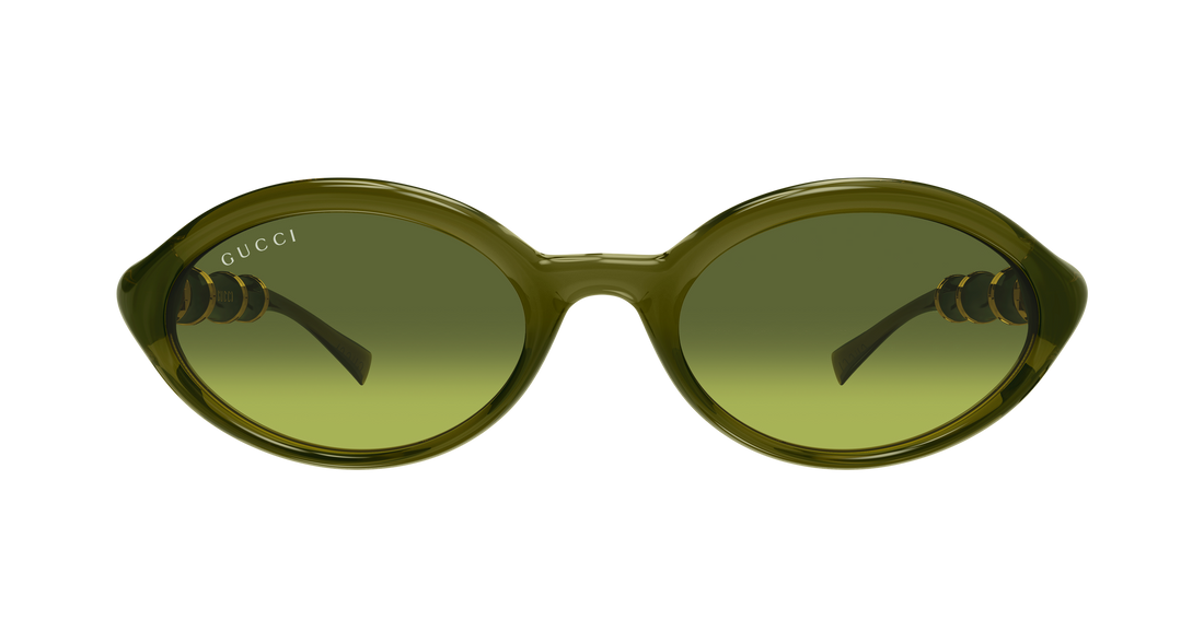 Óculos de sol gucci gg2059s 004 verde round/oval/panthos femenino tamanho 51mm - Vista de detalhe