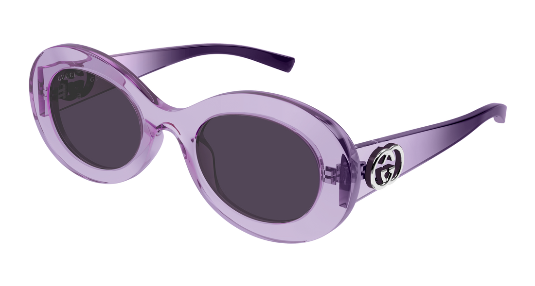 Óculos de sol gucci gg2026s 003 violeta round/oval/panthos femenino tamanho 51mm - Vista principal