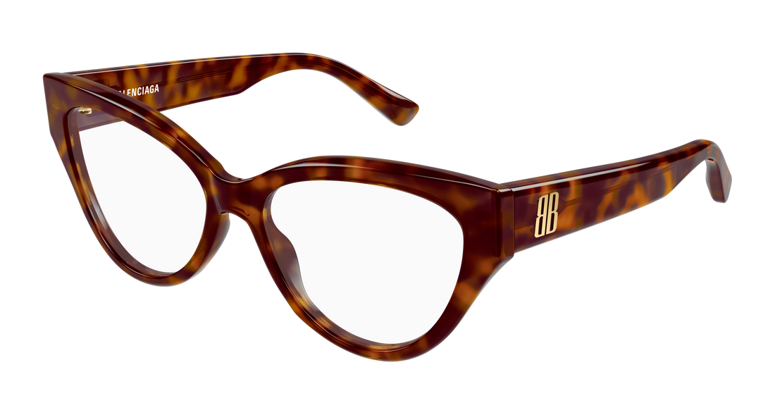 Óculos graduados balenciaga bb0482o 002 havana cat eye femenino tamanho 56mm - Vista principal