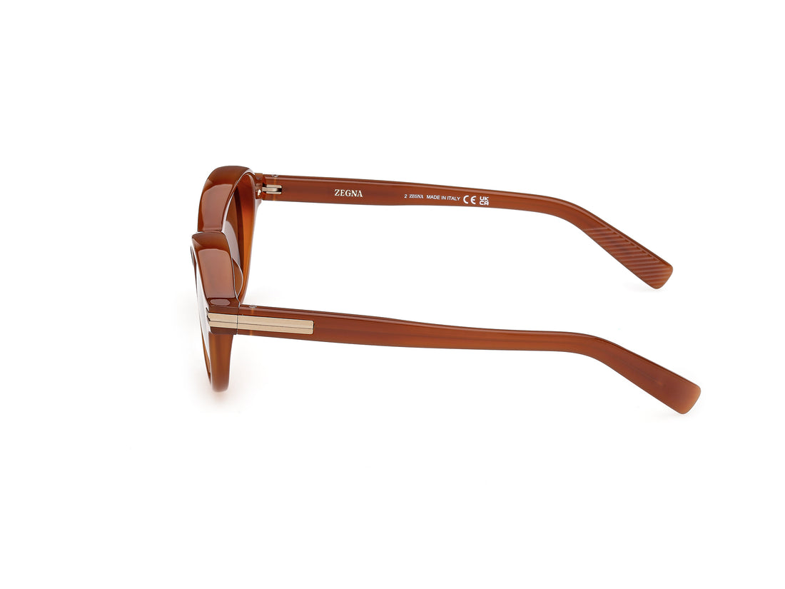 Lunettes de soleil ermenegildo zegna ez0253 45e marron round masculino taille 50mm - Vue détaillée