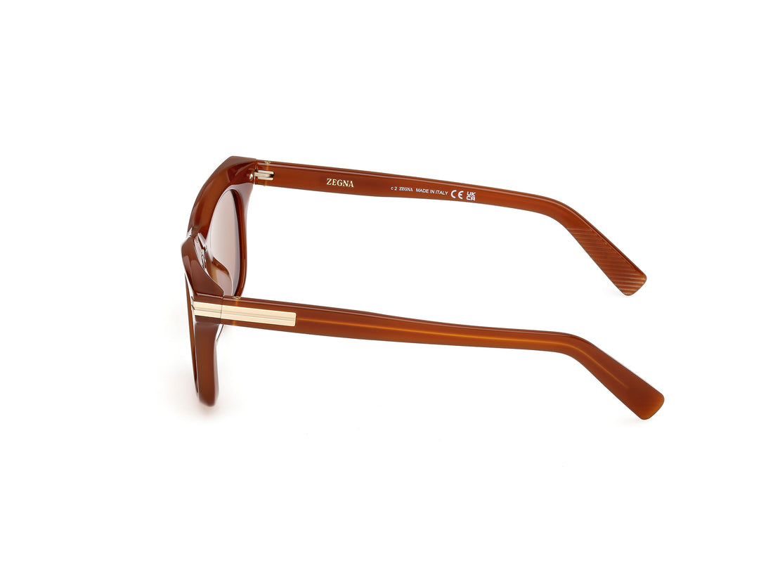 Sunglasses ermenegildo zegna ez0270 45e marron round masculino size 52mm - Detailed view