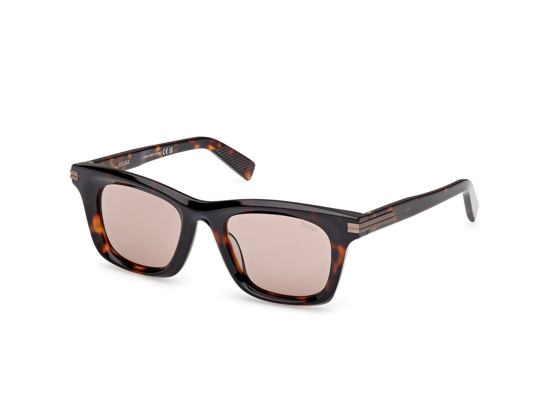 Sunglasses ermenegildo zegna ez0270 55e havana round masculino size 52mm - Main view