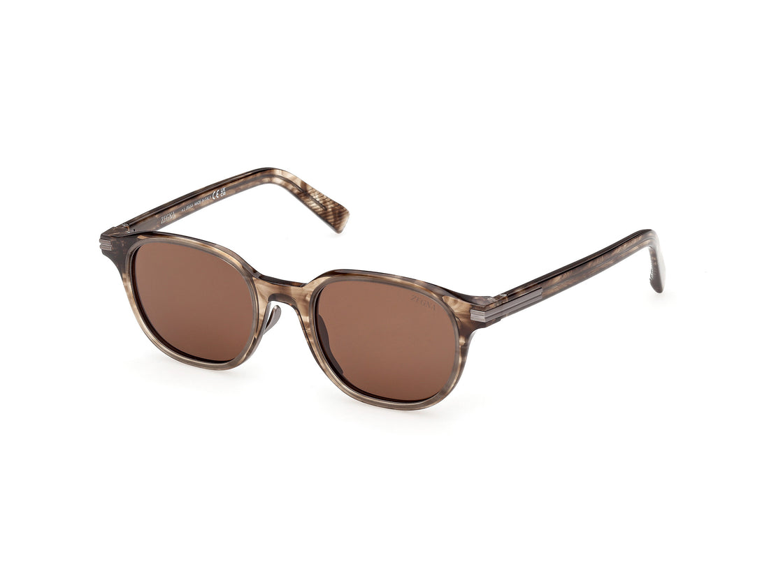 Óculos de sol ermenegildo zegna ez0285 50e marron round masculino tamanho 50mm - Vista principal