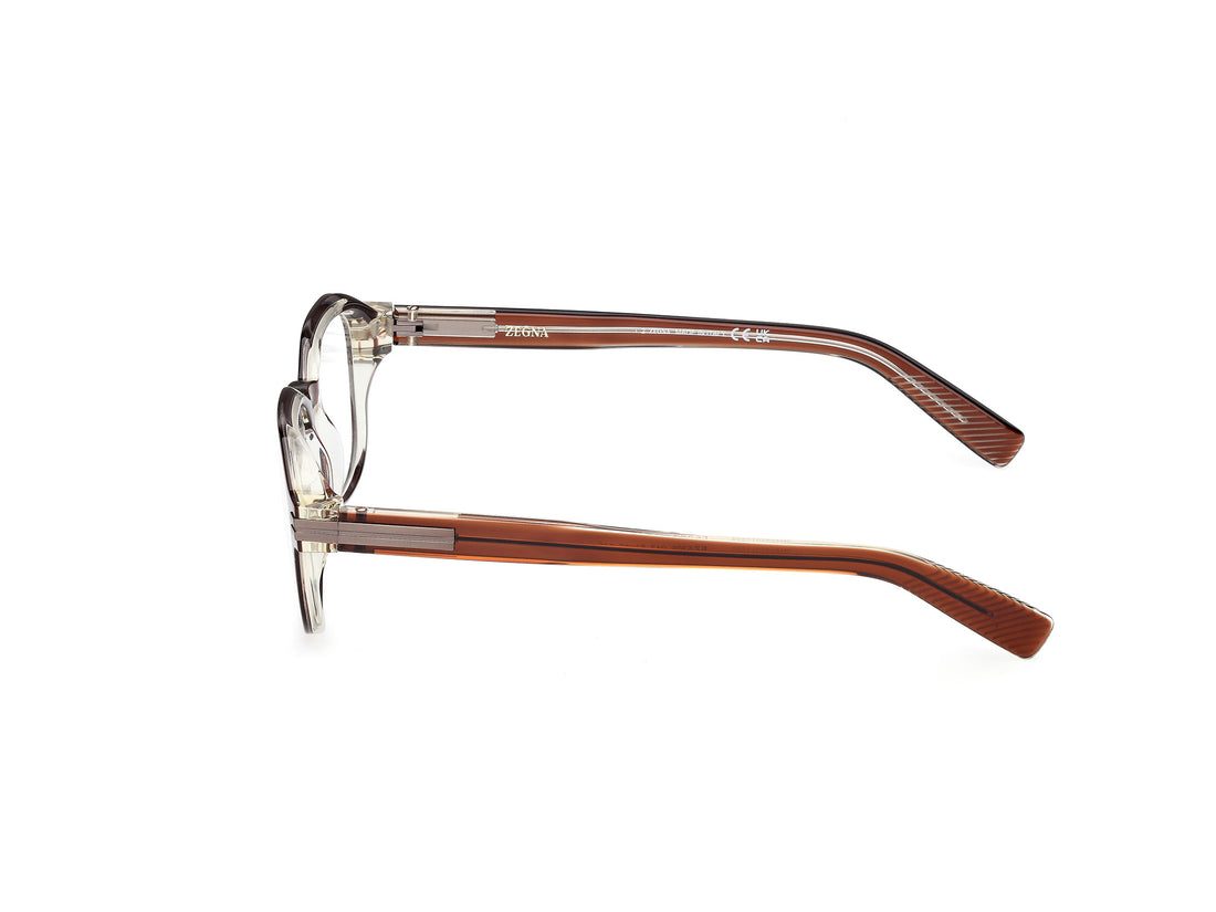 Óculos graduados ermenegildo zegna ez5305 047 marron geometric masculino tamanho 53mm - Vista de detalhe