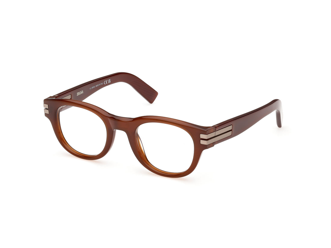 Óculos graduados ermenegildo zegna ez5347 045 marron round masculino tamanho 49mm - Vista principal