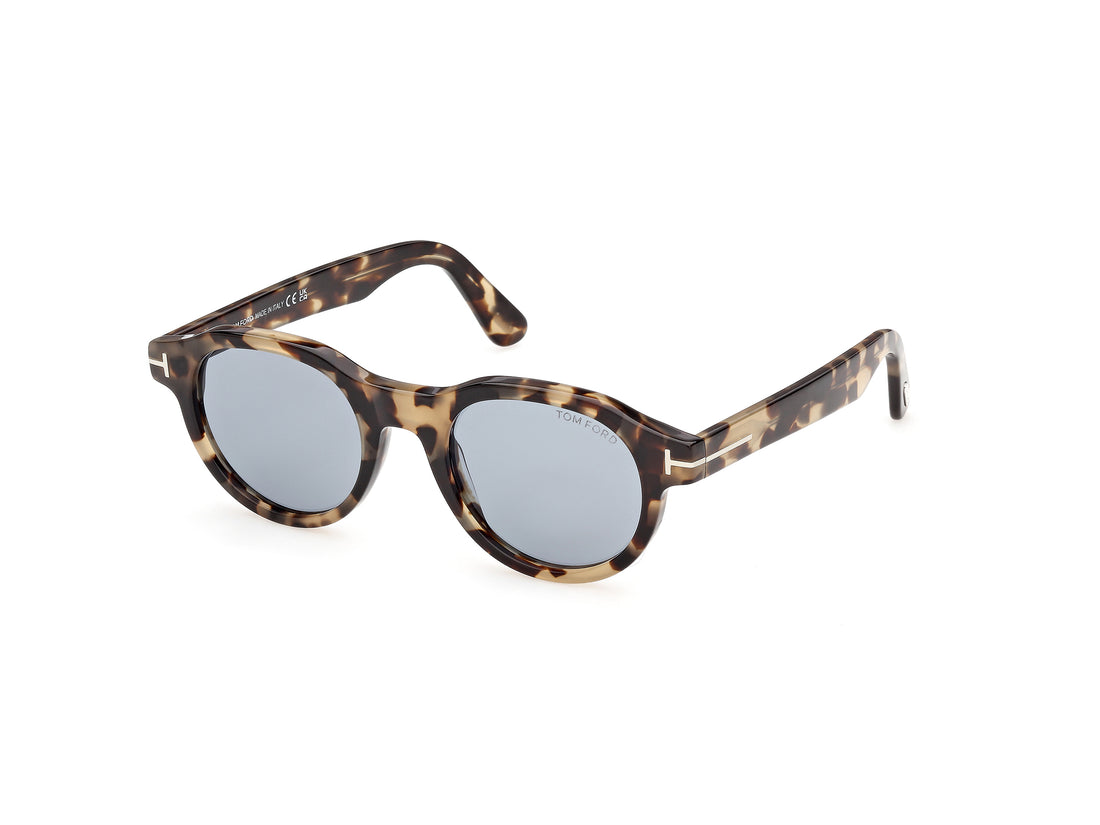 Lunettes de soleil tom ford ft1404 nils-02 55a havana round masculino taille 49mm - Vue principale
