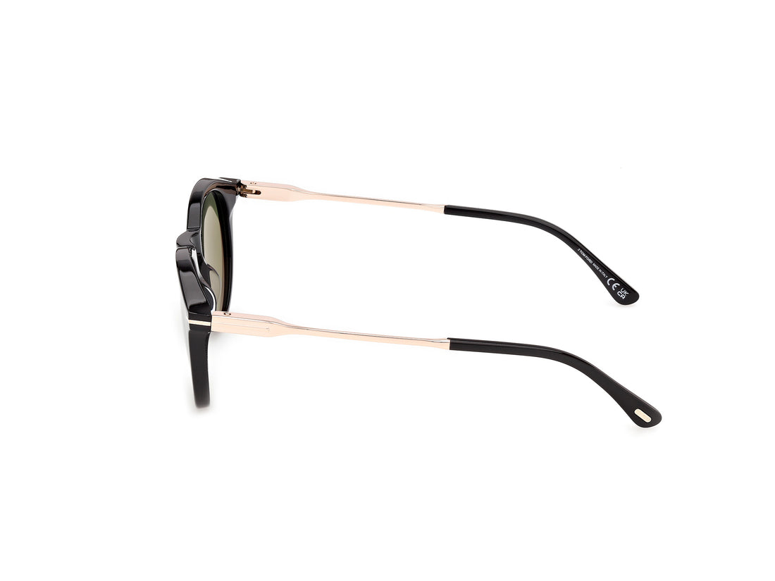 Lunettes de soleil tom ford ft1410 olivier-02 01n negro round masculino taille 52mm - Vue détaillée