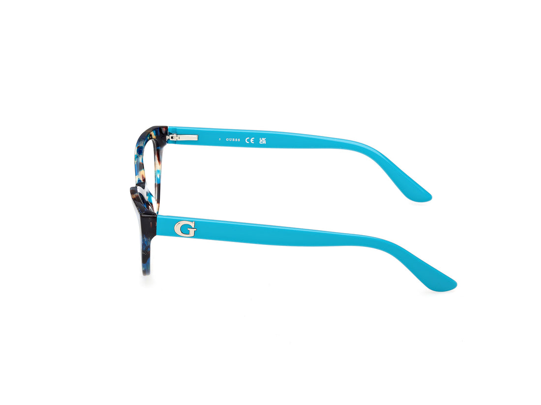 Óculos graduados guess gu50236 087 azul cat eye femenino tamanho 54mm - Vista de detalhe