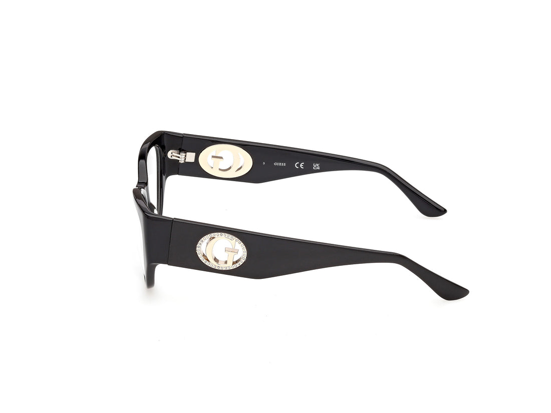 Óculos graduados guess gu50351 001 negro cat eye femenino tamanho 52mm - Vista de detalhe