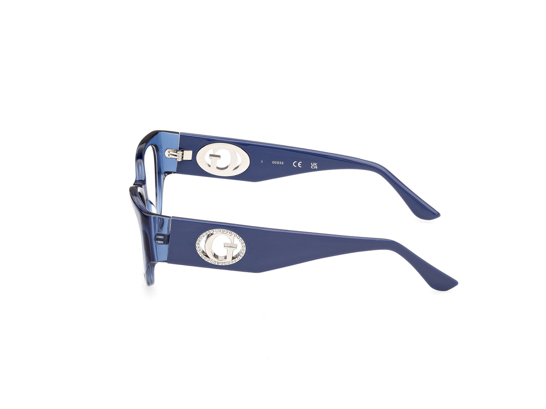 Óculos graduados guess gu50351 090 azul cat eye femenino tamanho 52mm - Vista de detalhe
