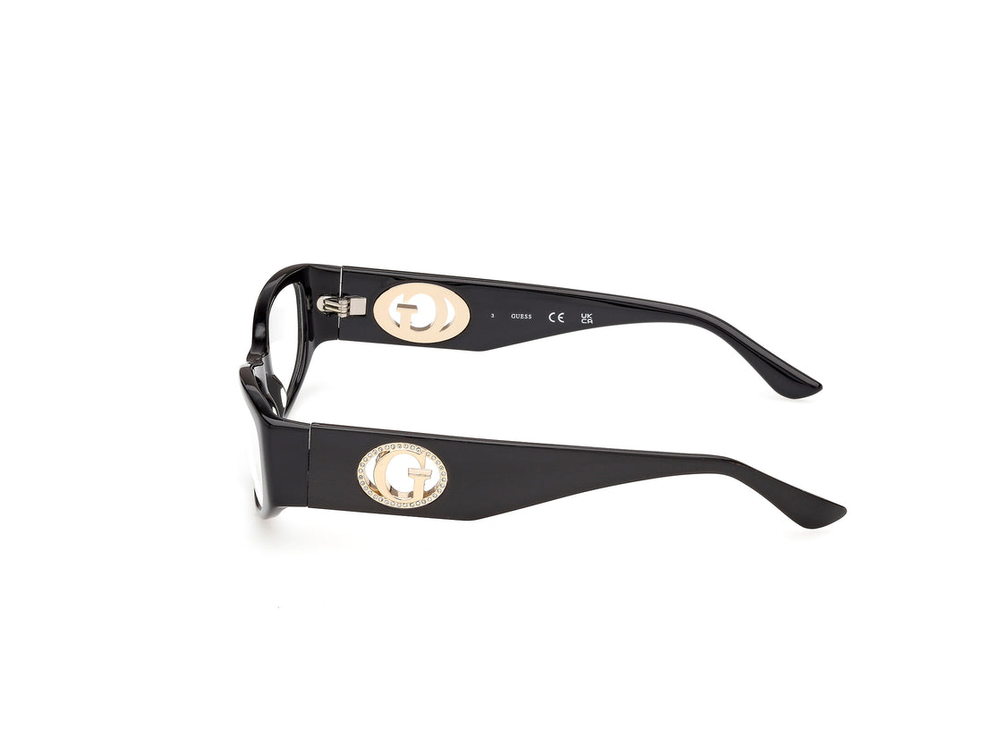 Óculos graduados guess gu50352 001 negro oval femenino tamanho 53mm - Vista de detalhe