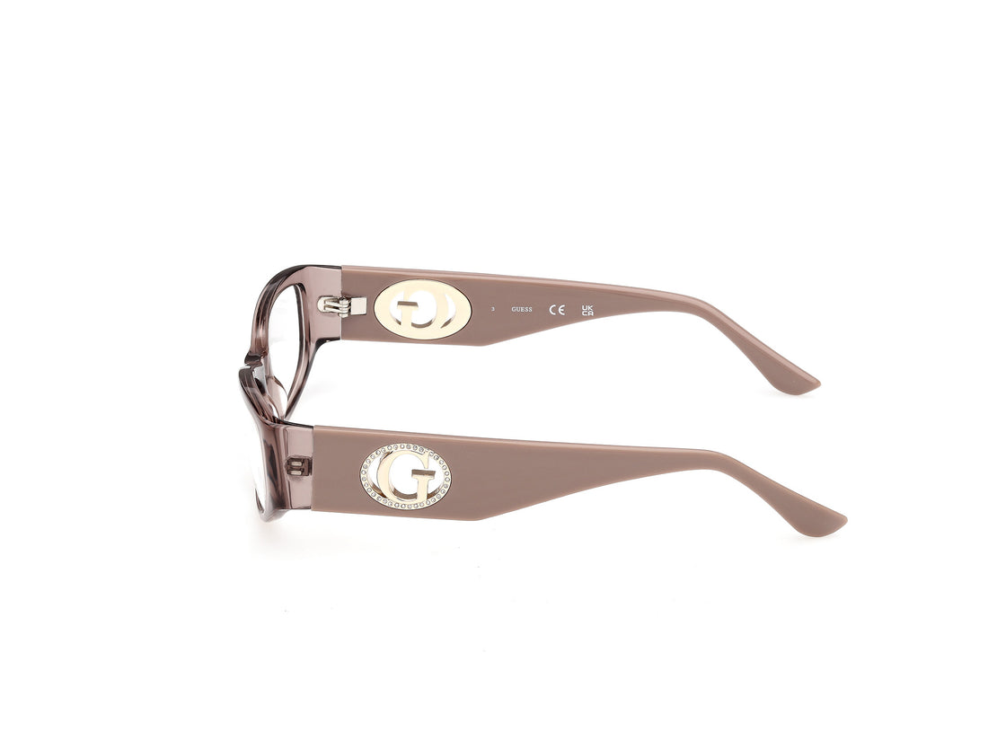 Óculos graduados guess gu50352 057 beige oval femenino tamanho 53mm - Vista de detalhe