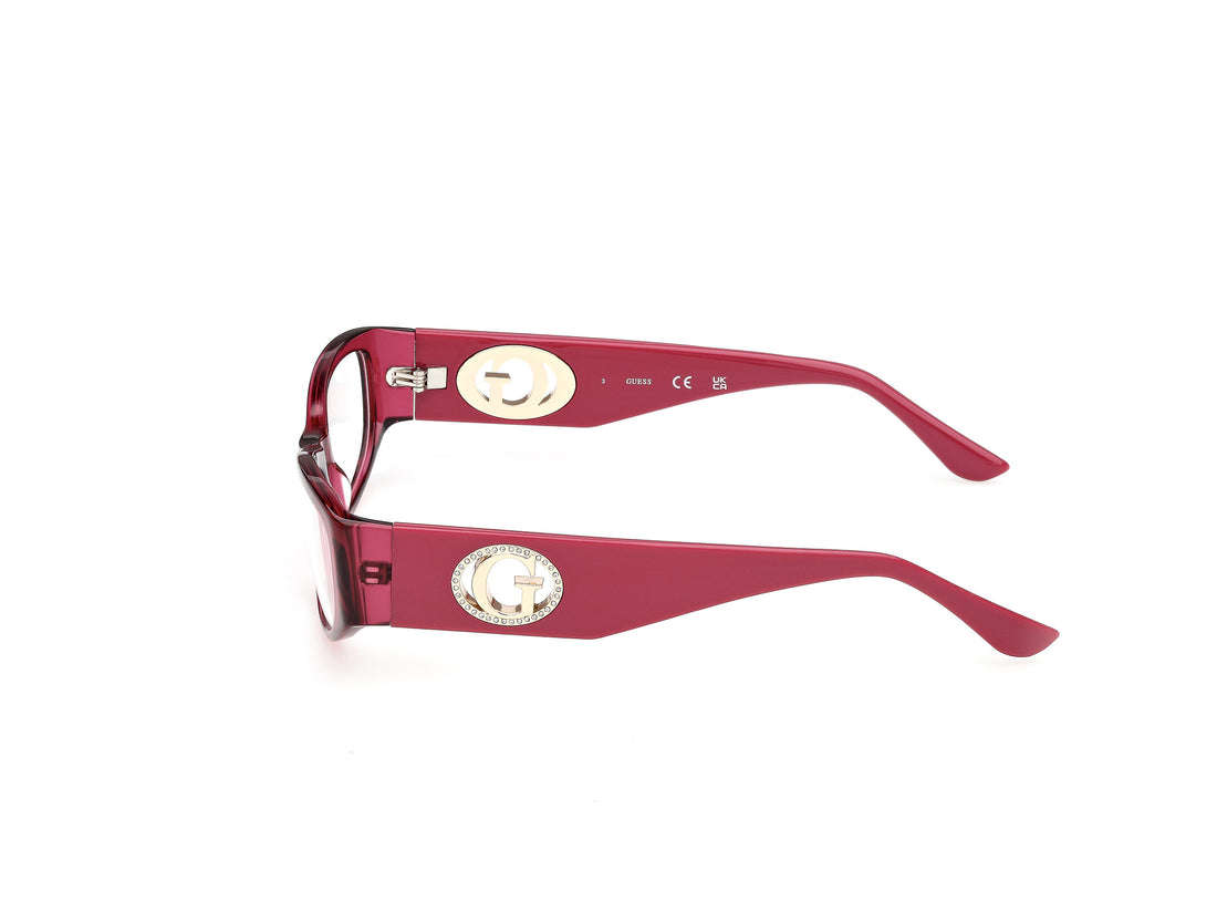 Óculos graduados guess gu50352 069 burdeos oval femenino tamanho 53mm - Vista de detalhe
