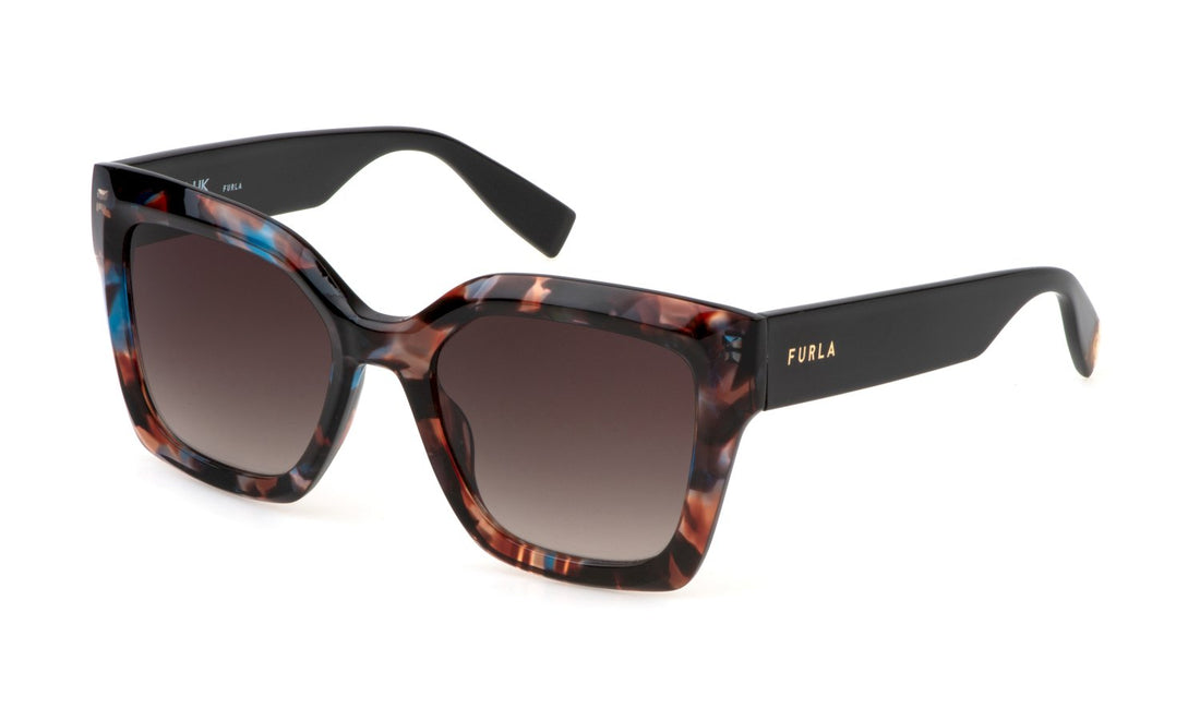 Solglasögon furla sfu810 0p61 havana square femenino storlek 53mm - Huvudvy