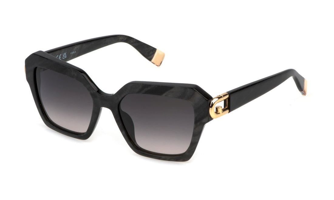 Solglasögon furla sfu817 0701 negro square femenino storlek 53mm - Huvudvy