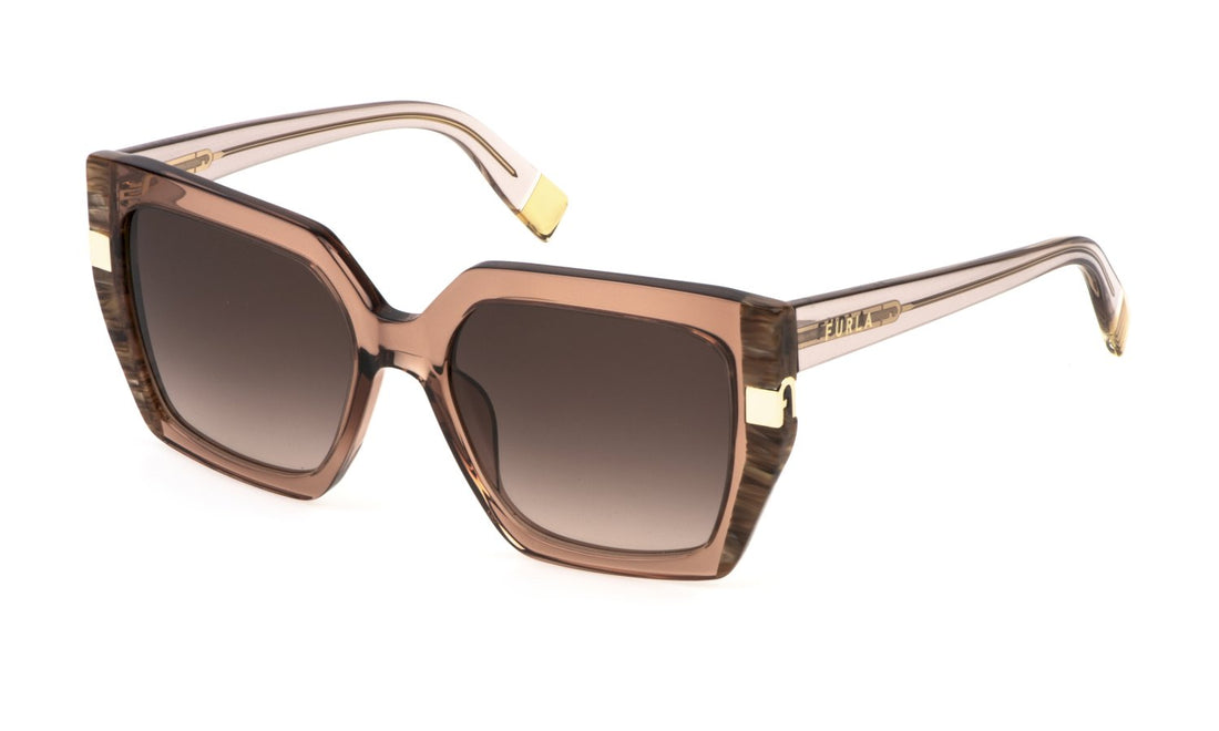 Solglasögon furla sfu818 0805 marron square femenino storlek 55mm - Huvudvy