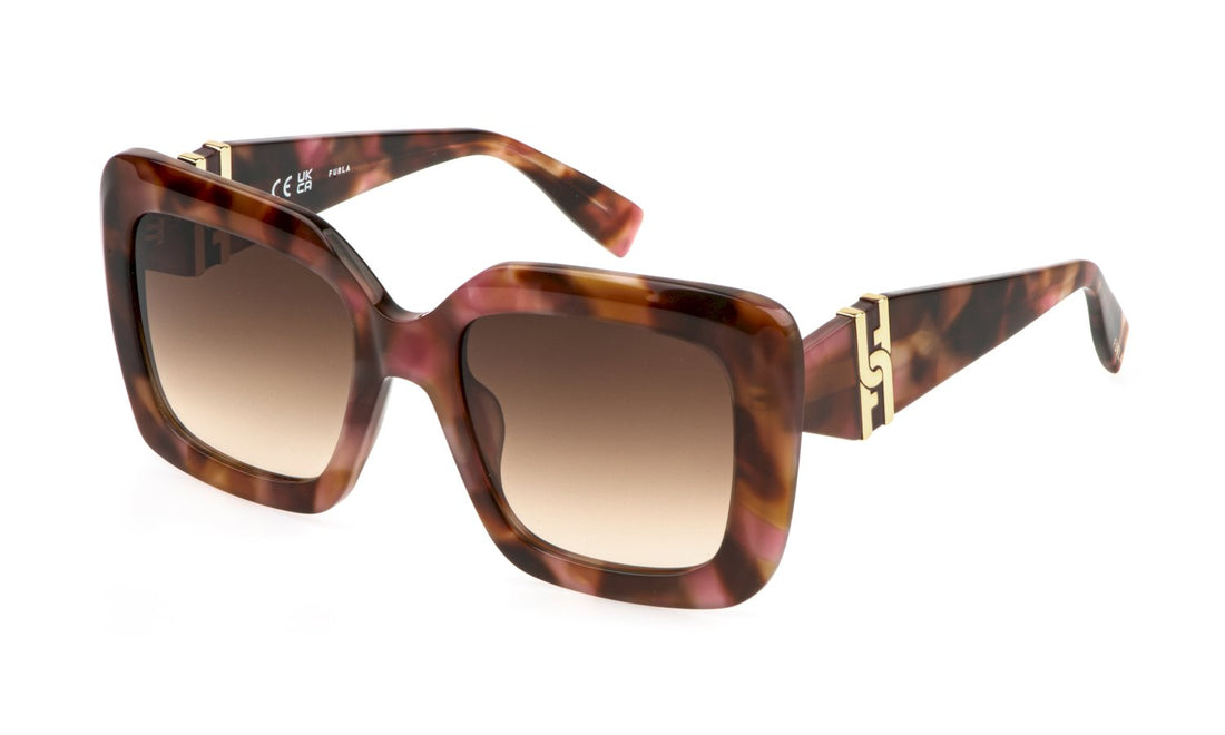 Solglasögon furla sfu883 01gq havana square femenino storlek 53mm - Huvudvy