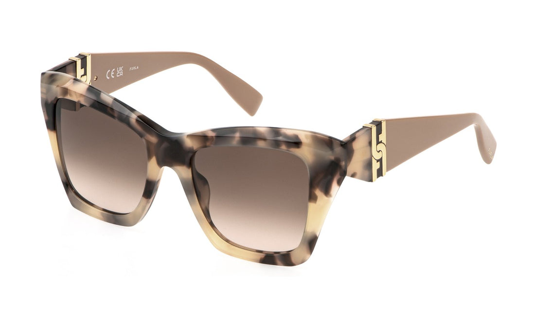 Solglasögon furla sfu884 0xa5 havana square femenino storlek 52mm - Huvudvy