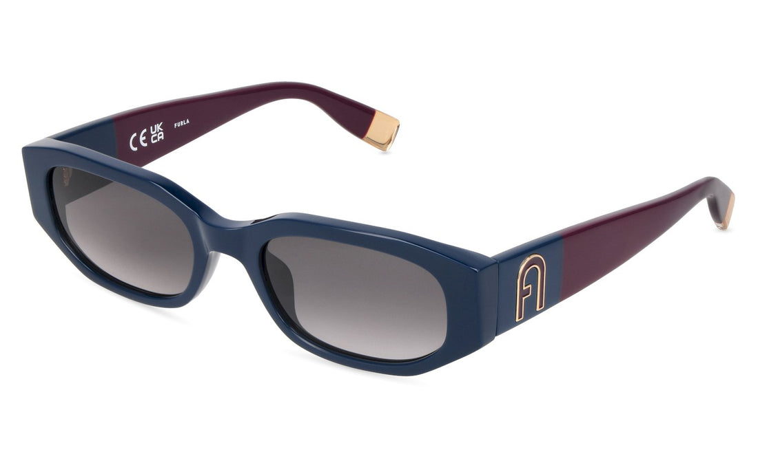Óculos de sol furla sfub47v 0d82 azul geometric femenino tamanho 55mm - Vista principal