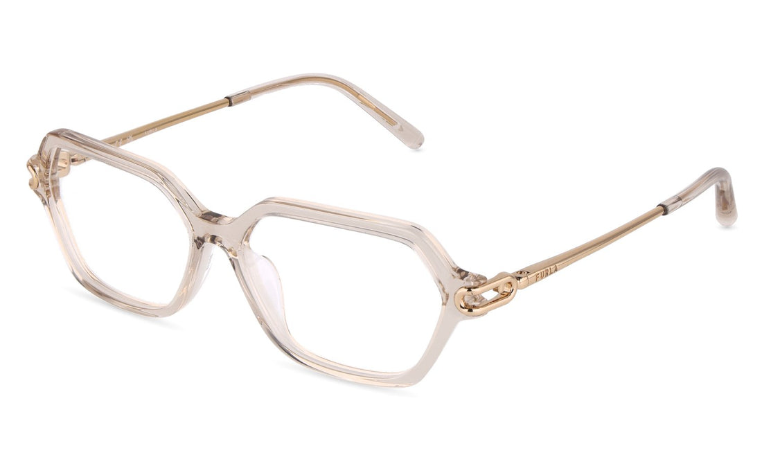 Óculos graduados furla vfub64 07t1 beige geometric femenino tamanho 55mm - Vista principal